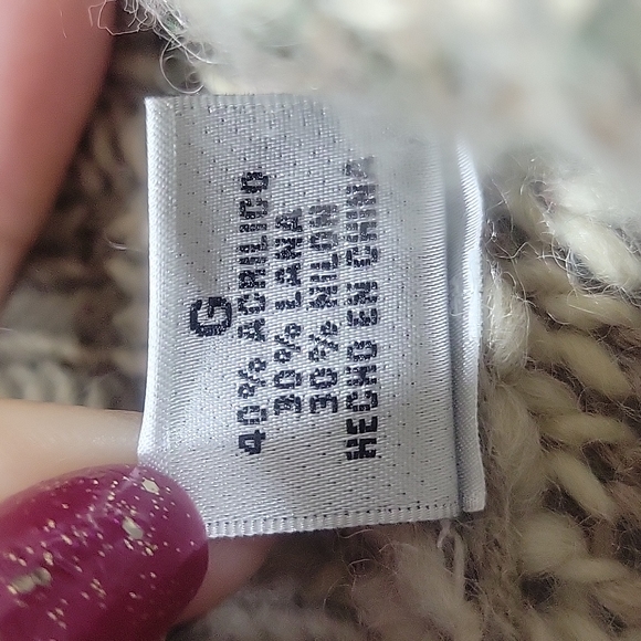 Liz Claiborne Wool Blend Chunky Shawl Collar Sweater Neutral Tone Colors Large - Picture 12 of 14